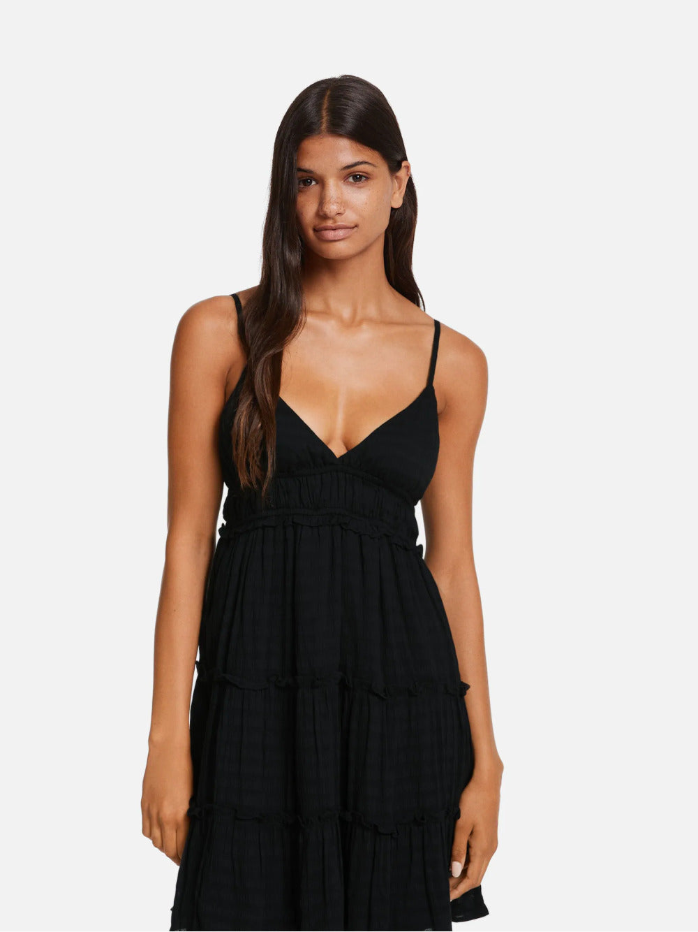 Mini dress with ruffled straps